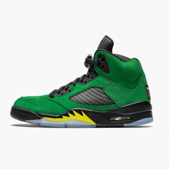 Stockx Air Jordan 5 Retro SE Oregon Green Yellow Women/Men Jordan Shoes