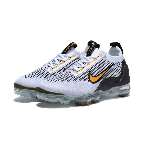 Stockx Nike Air VaporMax 2021 Flyknit Women/Men White Yellow and Black Shoes