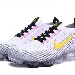 Stockx Nike Air VaporMax Flyknit 3 White Yellow Women/Men Running Shoes AJ6900-103