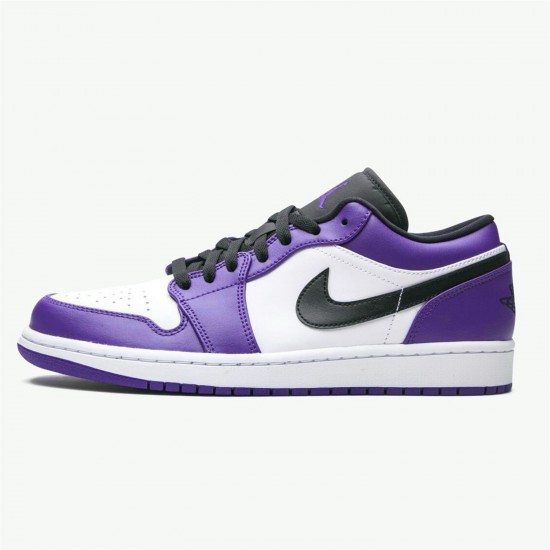 Stockx Air Jordan 1 Retro Low Court Purple 553558 500 Black White AJ1 Sneakers