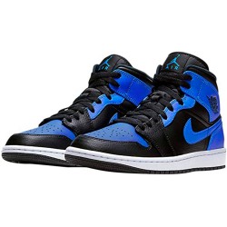 Stockx Air Jordan 1 Mid Hyper Royal Tumbled Leather 554724 077 AJ1 Sneakers