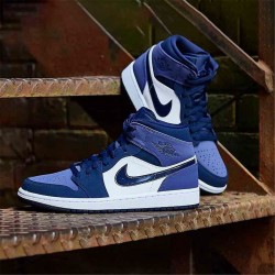 Stockx Air Jordan 1 Mid Sanded Purple Obsidian Sanded White 554724 445 AJ1 Sneakers