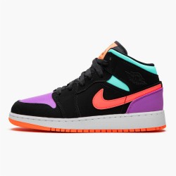 Stockx Air Jordan 1 Mid Candy Black Total Orange 554725 083 AJ1 Sneakers