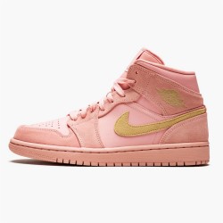 Stockx Air Jordan 1 Mid Coral Gold 852542 600 Coral Stardust Club Gold AJ1 Black Sneakers