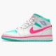 Stockx Air Jordan 1 Mid Digital Pink White Aurora Gree 555112 102 AJ1 Sneakers