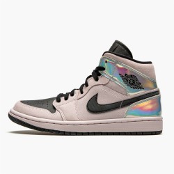 Stockx Air Jordan 1 Mid Dirty Powder Iridescent Barely Rose Black Multi BQ6472 602 AJ1 Sneakers