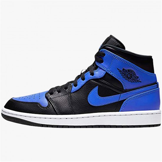 Stockx Air Jordan 1 Mid Hyper Royal Tumbled Leather 554724 077 AJ1 Sneakers