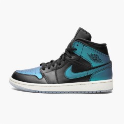 Stockx Air Jordan 1 Mid Iridescent Black Pale Ivory Multi Color BQ6472 009 AJ1 Sneakers