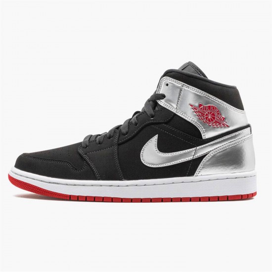 Stockx Air Jordan 1 Mid Johnny Kilroy Black Gym Red Metallic Silver 554724 057 AJ1 Sneakers