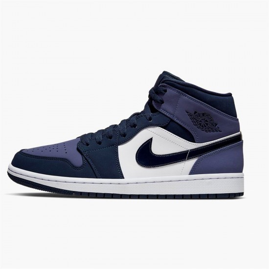 Stockx Air Jordan 1 Mid Sanded Purple Obsidian Sanded White 554724 445 AJ1 Sneakers