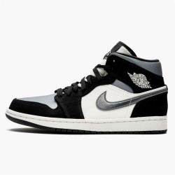 Stockx Air Jordan 1 Mid Satin Grey Toe Black Anthracite Sail 852542 011 AJ1 Sneakers