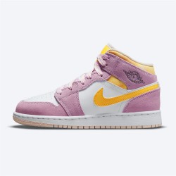 Stockx Air Jordan 1 Mid SE GS Arctic Pink DC9517 600 WMNS AJ1 University Gold White Sneakers