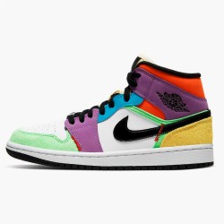 Stockx Air Jordan 1 Mid SE Multicolor White Black Lightbulb Team Ora CW1140 100 AJ1 Sneakers