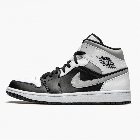 Stockx Air Jordan 1 Mid White Shadow Black White Lt Smoke Grey 554724 073 AJ1 Sneakers