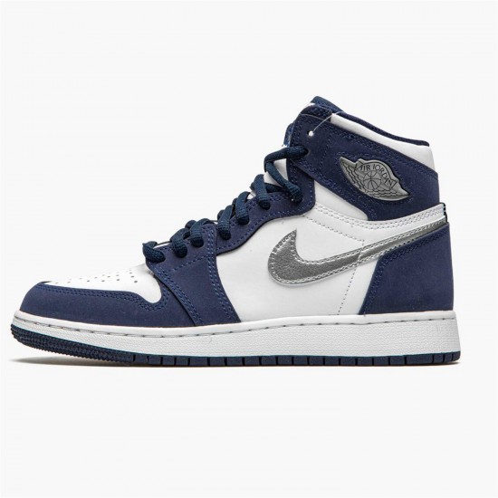 Stockx Air Jordan 1 Retro High COJP Midnight Navy White Metallic S DC1788 100 AJ1 Sneakers