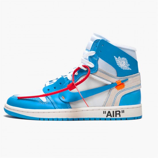 Stockx Air Jordan 1 Retro High Off White University Blue AJ1 Shoes AQ0818 148 Dark Powder Blue Cone Sneakers