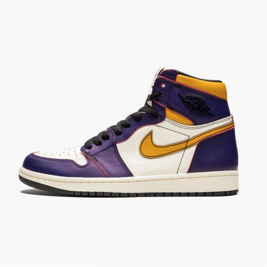 Stockx Air Jordan 1 Retro High OG Defiant SB LA to Chicago Purple Sail University Gold Bl CD6578 507 AJ1 Sneakers