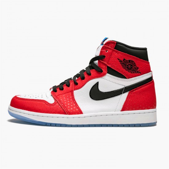 Stockx Air Jordan 1 Retro High Spider Man Origin Story Gym Red Black White Photo Blue 555088 602 AJ1 Sneakers