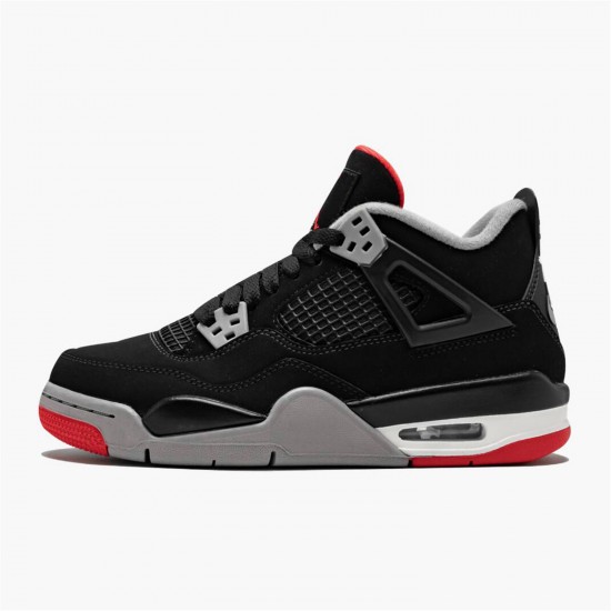 Stockx Air Jordan 4 Retro Bred 2019 Release Black Cement Grey Summit White Sneakers AJ4 Sneakers 308497 060