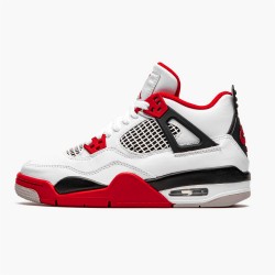 Stockx Air Jordan 4 Retro OG GS Fire Red 2020 408452 160 White Black Tech Grey Sneakers